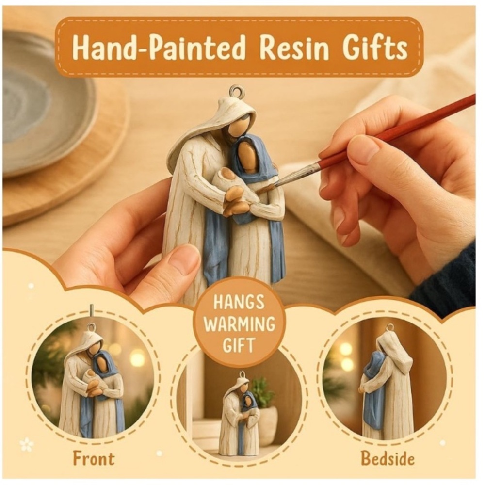 🌹🆕 Hand Painted Holy Family Nativity Religious Ornament - Picture 2 of 6